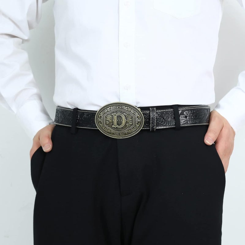 Fibbadet Store Belt Buckles Men Initial Letters A-Z Western Rodeo Cowboy Cowgirl Belt Buckle for Men Boys Halloween Birthday Party - Image 4